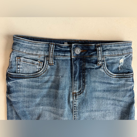 KUT from the Kloth Connie Skirt High Low Fray Hem Denim Jean Skirt Size 00 - Picture 15 of 16